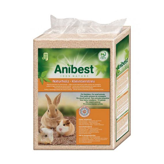 ANIBEST - Jemná hoblinová podestýlka pro malá zvířata 60 l