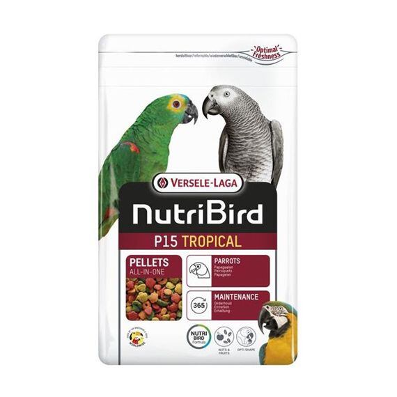 Kompletní granulované krmivo  pro papoušky s obilninami, semínky a ovocem